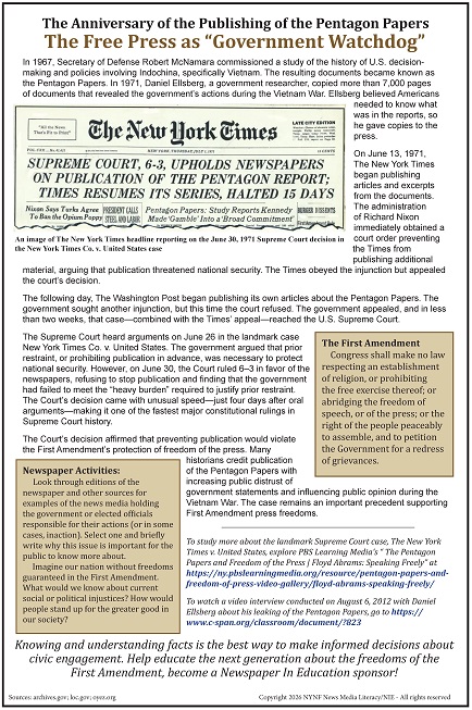 Newspaper Publication of Pentagon Papers